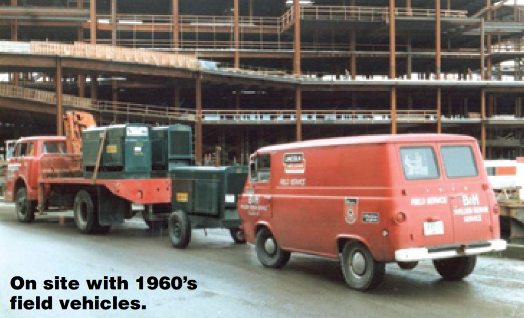 on site with 1960's field vehicles